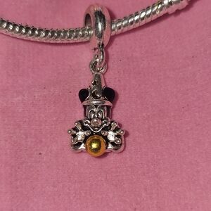 Disney Silver Mickey Clown Bracelet Charm with Yellow Accent